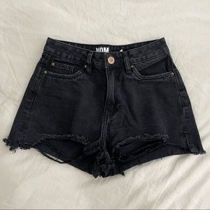 Black High Rise Ripped Jean Shorts